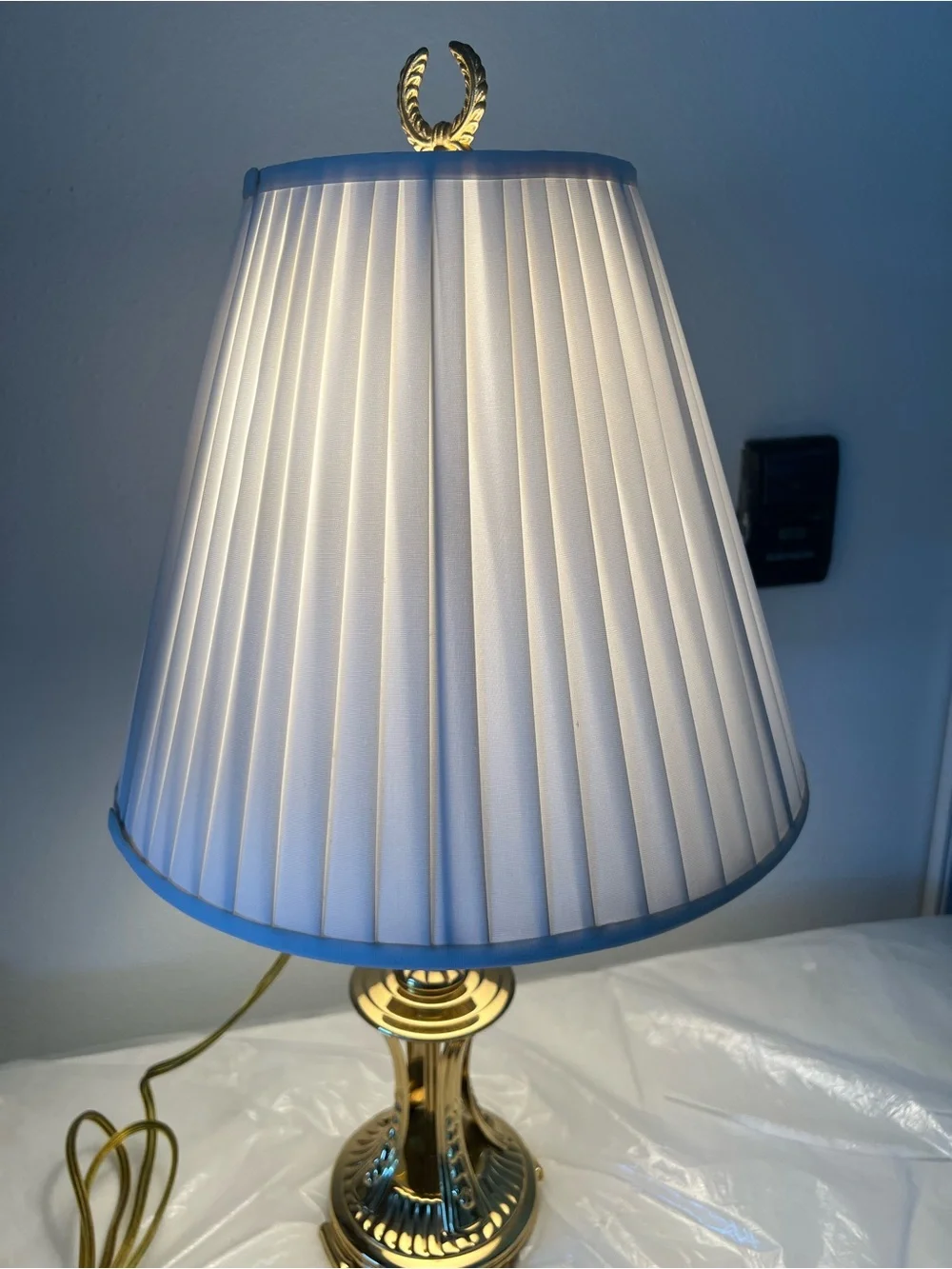 Classic Gold Table Lamp with White Pleated Shade